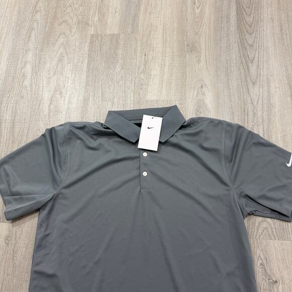 NWT Nike Dri-FIT Micro Pique 2.0 Polo Shirt Large Golf Golfing Gray DC1963-065 - Picture 2 of 8
